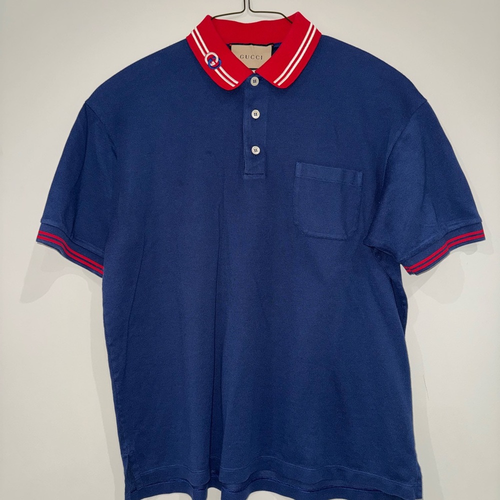 Gucci Mens Blue Collared shirt